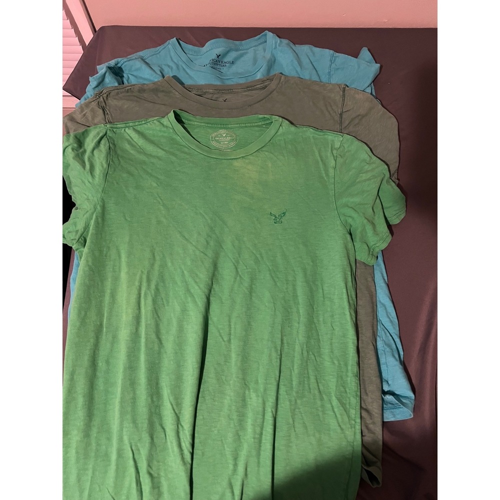 American Eagle Mens Legend T-Shirt Bundle Lot of 3 Green Teal Classic Fit LT